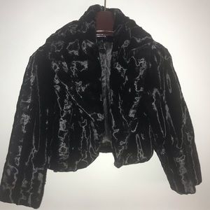 WHBM Black Faux Fur Bolero